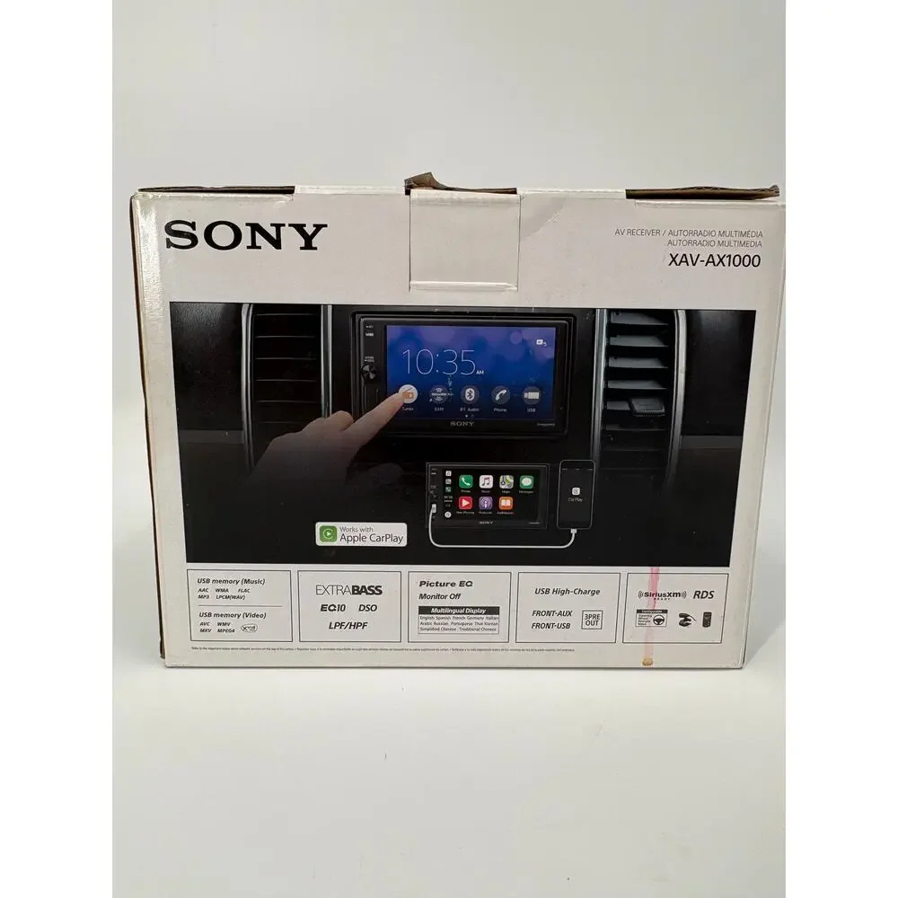Sony XAV AX1000 Apple CarPlay Bluetooth Multimedia Player AM FM XM USB Aux 6.2